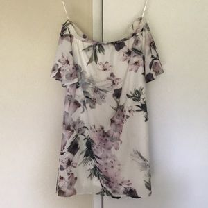 White floral off the shoulder dress